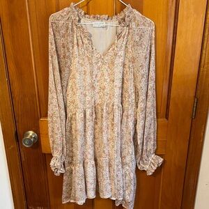 Dress Forum Cream Floral Long Sleeve Tiered Dress